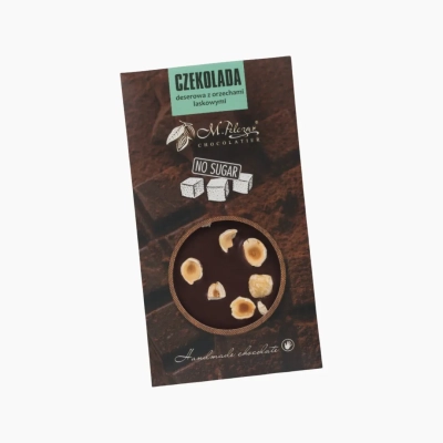 Czekolada deserowa bez cukru z orzechami laskowymi 45g